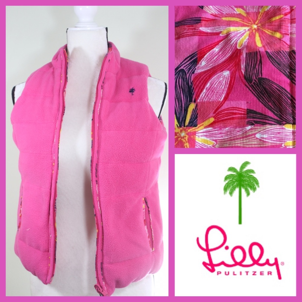 EUC Lilly Pulitzer Reversible Fleece Puffer Vest
